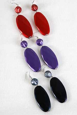 Earrinsg Large Oval matte Dangle Color Asst/DZ **NEW** 6 l Color asst