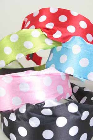 TOP SELLER-Head Band Satin Polka Dot ,BK&White/DZ ** New Arrival**