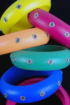 Bangle With Studs Color Asst/DZ Size 3"x1.25" Wide 6 color Asst