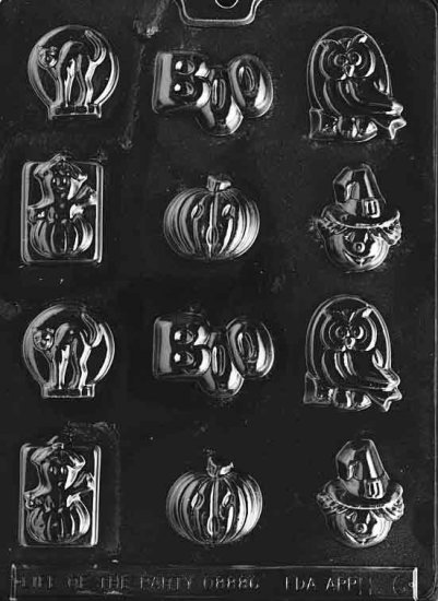 ASSORTED WITH BOO CHOCOLATE CANDY MOLD-CANDY,SOAP,PLASTER MOLD MOLDS
