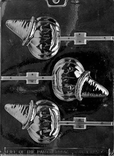 JACK O LANTERN WITH HAT LOLLY CHOCOLATE CANDY MOLD - CANDY, PLASTER, SOAP MOLD MOLDS