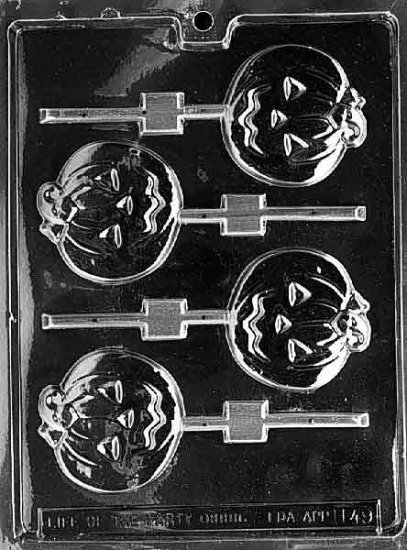 MEDIUM FLAT PUMPKIN LOLLY CHOCOLATE CANDY MOLD-HALLOWEEN CANDY MOLD-CANDY,PLASTER,SOAP MOLD MOLDS