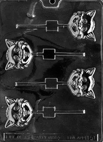 CAT HEAD LOLLY CHOCOLATE CANDY MOLD-HALLOWEEN CANDY MOLD-CANDY, PLASTER, SOAP MOLD MOLDS