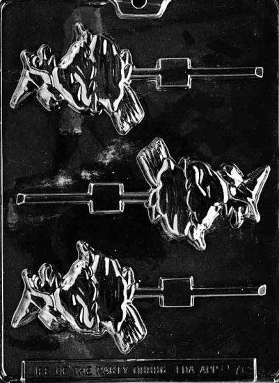 WITCH ON BROOM LOLLY CHOCOLATE CANDY MOLD-HALLOWEEN CANDY MOLD-CANDY, PLASTER, SOAP MOLD MOLDS