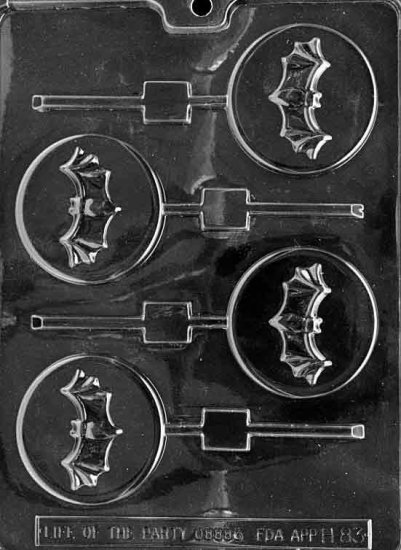 BAT ON MOON LOLLY CHOCOLATE CANDY MOLD-HALLOWEEN CANDY MOLD-CANDY, PLASTER, SOAP MOLD MOLDS