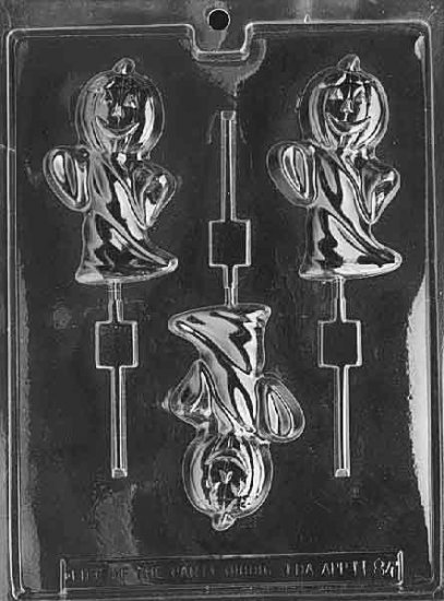 GHOST WITH PUMPKIN HEAD CHOCOLATE CANDY MOLD-HALLOWEEN CANDY MOLD-CANDY, PLASTER, SOAP MOLD MOLDS