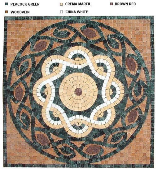 Marble Mosaic Medallion 24 Inch Tumbled TFX200