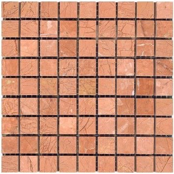 Loose Polished Coral Red Marble Mosaic Tesserae 7mm Thick
