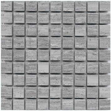 Loose Polished Gray Woodvein Marble Mosaic Tesserae 7mm Thick