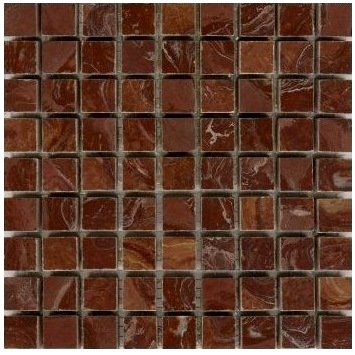 Loose Polished Brown Red Marble Mosaic Tesserae 7mm Thick