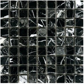 Loose Polished Nero Marquina Marble Mosaic Tesserae 7mm Thick