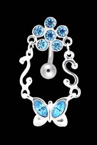 Butterfly & Flower Belly Button Ring