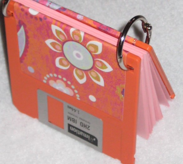 Disc Jotter- Orange Flowers (Recycled Notepad)