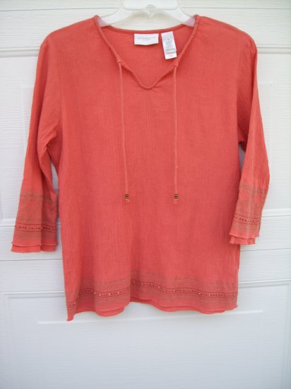 Liz Claiborne Apricot 3/4 Sleeve Tunic SIZE MEDIUM