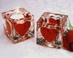 Glass Heart Cube Votive
