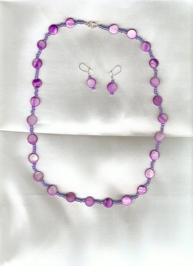 Orchid Button necklace and earring set