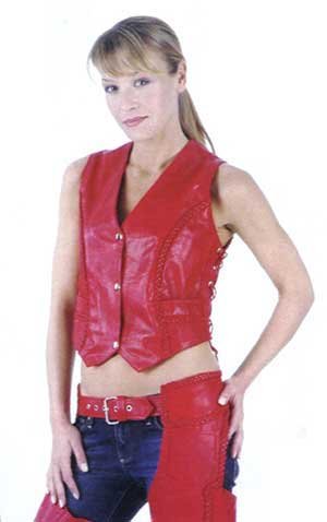 Red Leather Braided Vest