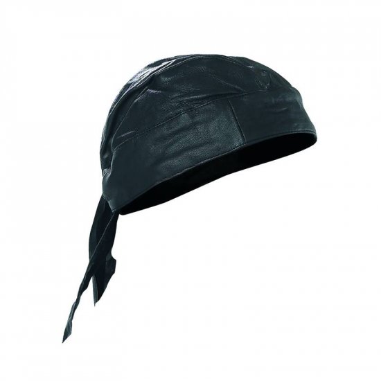 Diamond Plate Solid Leather Skull Cap