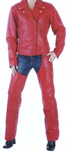 Red Leather Braided Chaps