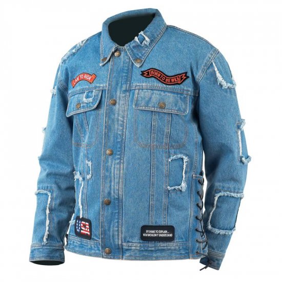 Denim Motorcycle Jacket w/Patches