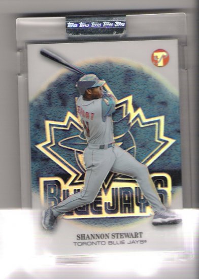 2002 TOPPS PRISTINE SHANNON STEWART BLUE JAYS UNCIRCULATED REFRACTOR CARD