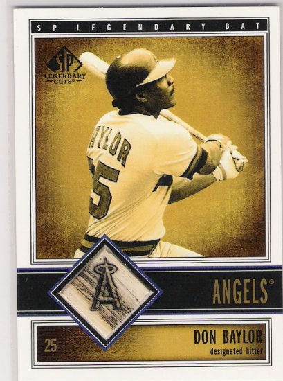 2002 UD SP LEGENDARY GAME BATS DON BAYLOR ANGELS BAT CARD