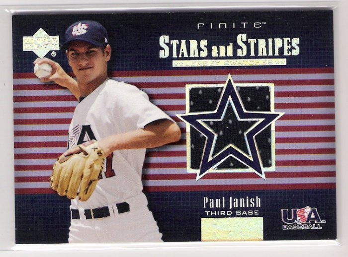 2003 UD FINITE STARS & STRIPES PAUL JANISH USA JERSEY CARD