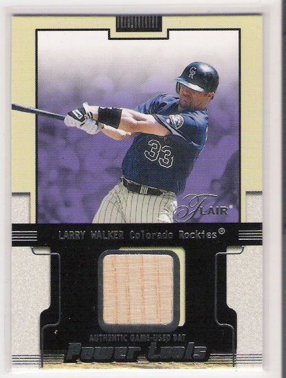 2002 FLEER FLAIR LARRY WALKER ROCKIES GAME-USED BAT CARD