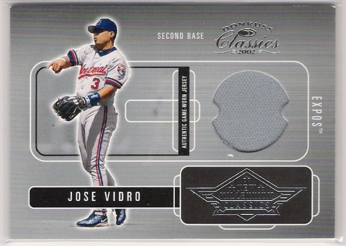 2002 DONRUSS CLASSICS NEW MILLENNIUM JOSE VIDRO EXPOS GAME-WORN JERSEY CARD