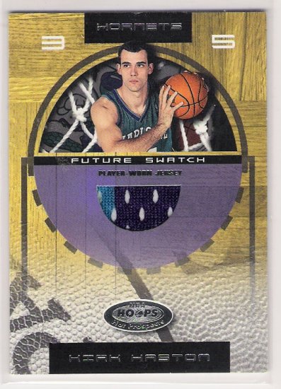 2001-02 HOOPS HOT PROSPECTS KIRK HASTON HORNETS FUTURE SWATCH GAME-WORN JERSEY CARD