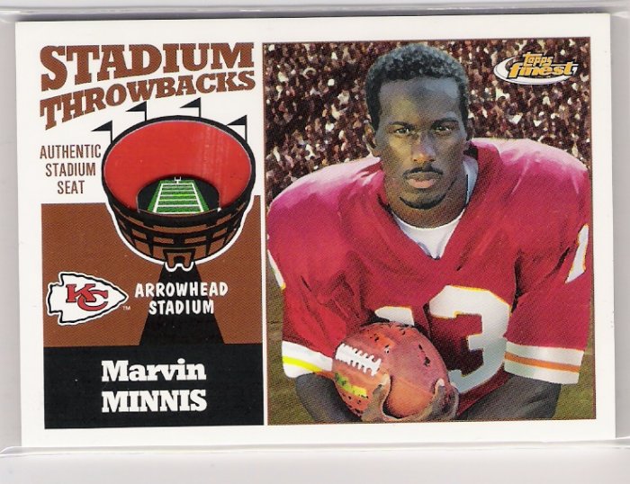 2001 TOPPS FINEST STADIUM THROWBACKS MARVIN MINNIS CHIEFS ARROWHEAD SEAT CARD