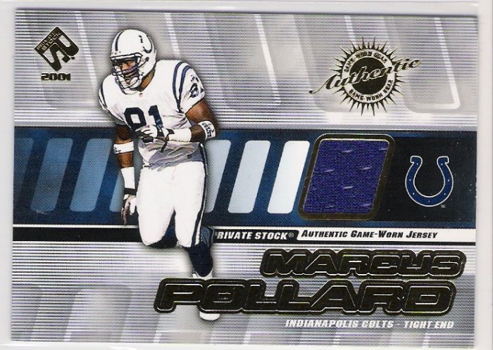 2001 PACIFIC PRIVATE STOCK MARCUS POLLARD COLTS GAME-WORN JERSEY CARD