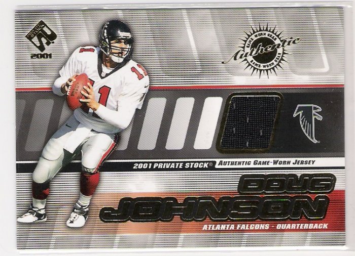 2001 PACIFIC PRIVATE STOCK DOUG JOHNSON FALCONS GAME WORN JERSEY CARD
