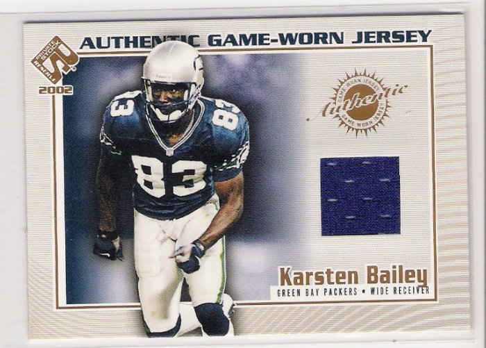 2002 PACIFIC PRIVATE STOCK KARSTEN BAILEY GAME WORN JERSEY CARD
