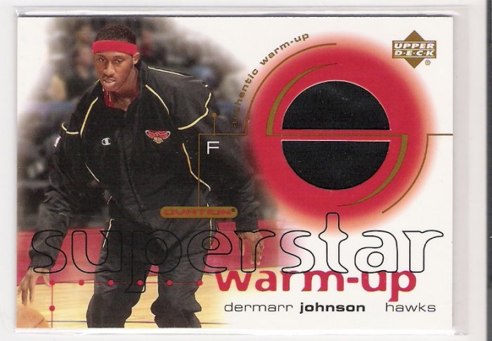 2001-02 UD OVATION DERMARR JOHNSON HAWKS SUPERSTAR WARM UP CARD
