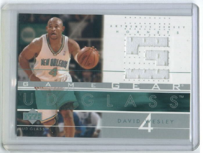 2002-03 UD GLASS GAME GEAR DAVID WESLEY HORNETS GAME-USED JERSEY CARD