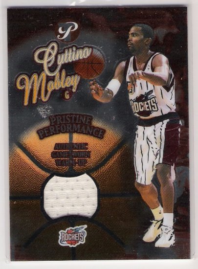 2002-03 TOPPS PRISTINE PERFORMANCE CUTTINO MOBLEY GAME ROCKETS WORN WARM UP CARD