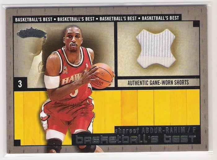 2002-03 FLEER SHOWCASE BASKETBALLS BEST SHAREEF ABDUR-RAHIM HAWKS GAME-WORN SHORTS CARD