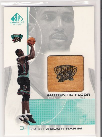 2001 SP GAME FLOOR SHAREEF ABDUR-RAHIM GRIZZLIES AUTHENTIC FLOOR CARD