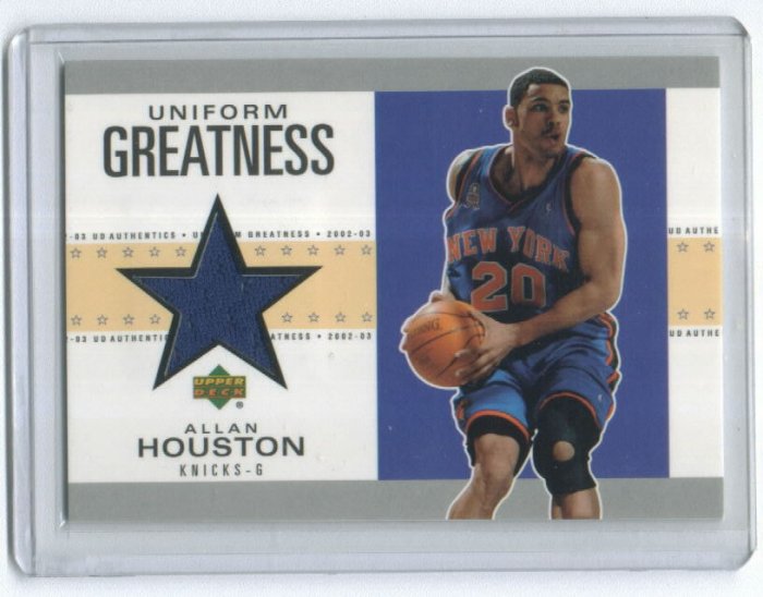 2002-03 UD AUTHENTICS UNIFORM GREATNESS ALLAN HOUSTON KNICKS GAME-USED UNIFORM CARD