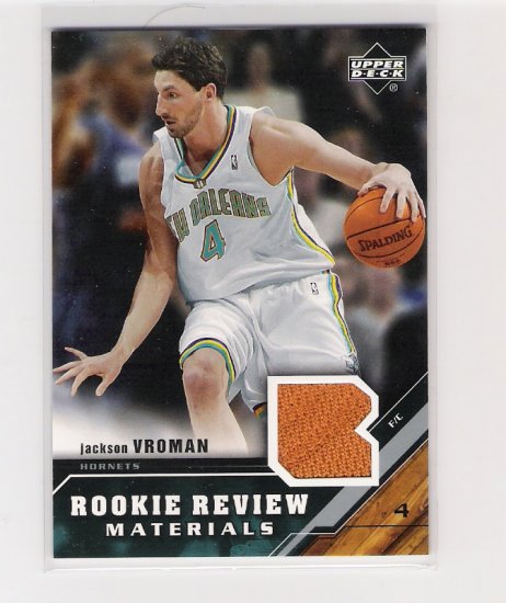2005-06 UD ROOKIE REVIEW MATERIALS JACKSON VROMAN HORNETS PHOTO SHOOT JERSEY