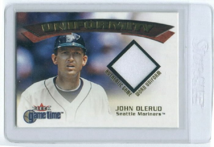2001 FLEER GAME TIME UNIFORMITY JOHN OLERUD GAME WORN UNIFORM CARD