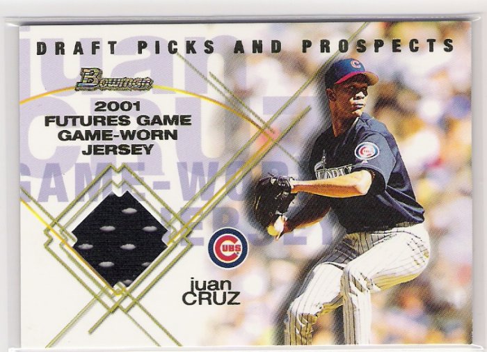 2001 BOWMAN DRAFT PICKS & PROSPECTS JUAN CRUZ CUBS FUTURES GAME-WORN JERSEY CARD