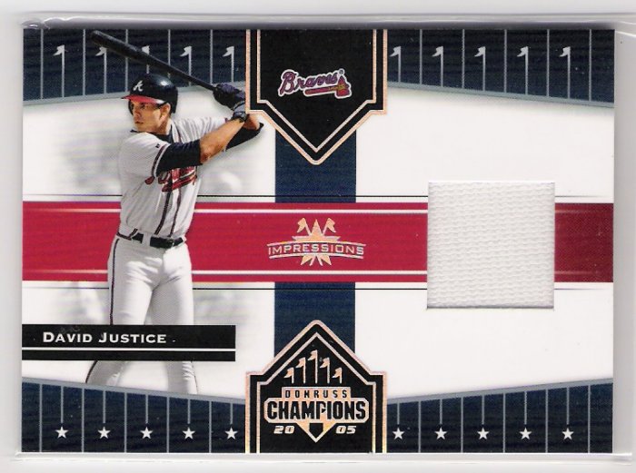 2005 DONRUSS CHAMPIONS IMPRESSIONS DAVID JUSTICE BRAVES GAME USED CARD