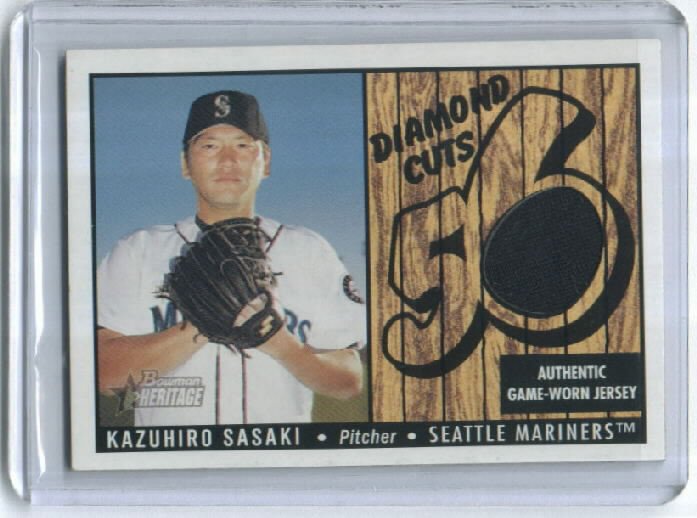 2003 BOWMAN HERITAGE DIAMOND CUTS KAZUHIRO SASAKI MARINERS GAME-WORN JERSEY CARD