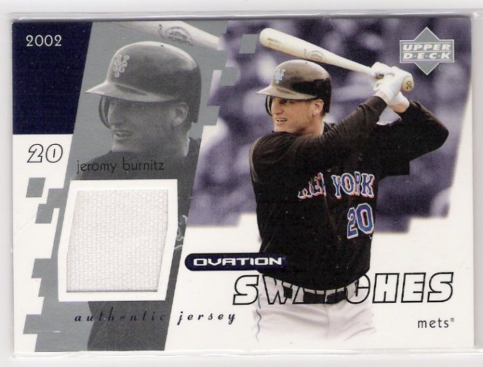 2002 UD OVATION SWATCHES JEROMY BURNITZ METS GAME-USED JERSEY CARD