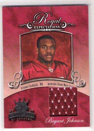 2003 DONRUSS GRIDIRON KINGS ROYAL EXPECTATIONS BRYANT JOHNSON CARDINALS EVENT WORN JERSEY CARD