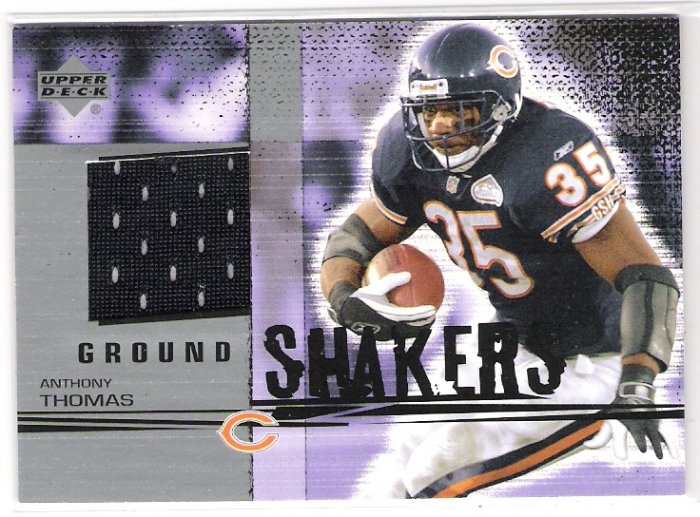 2002 UPPER DECK GROUND SHAKERS ANTHONY THOMAS BEARS GAME-USED JERSEY CARD