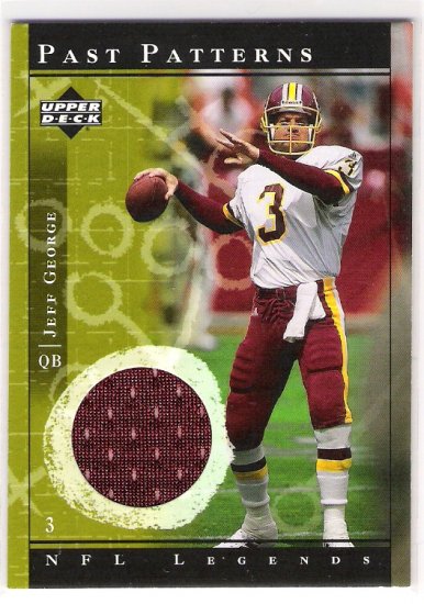 2001 UD NFL LEGENDS PAST PATTERNS JEFF GEORGE GAME-USED JERSEY CARD