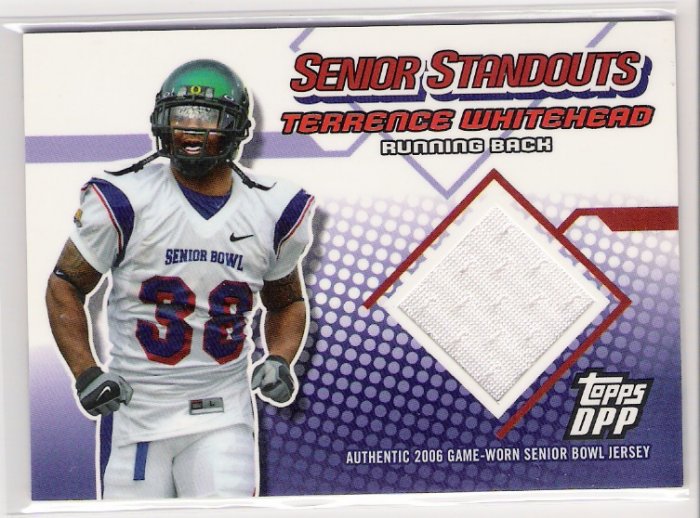 2006 TOPPS DRAFT PICKS AND PROSPECTS SENIOR STANDOUTS TERRENCE WHITEHEAD GAME-WORN JERSEY CARD